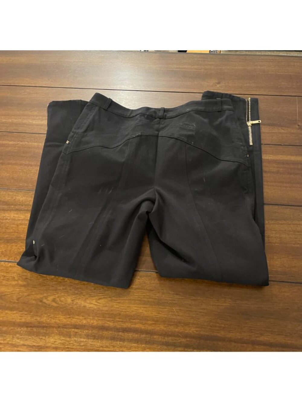 Celine Black Skinny Pants Gold Zipper Details Cotton Spandex Blend Sz 8 or FR40 - Picture 2 of 9